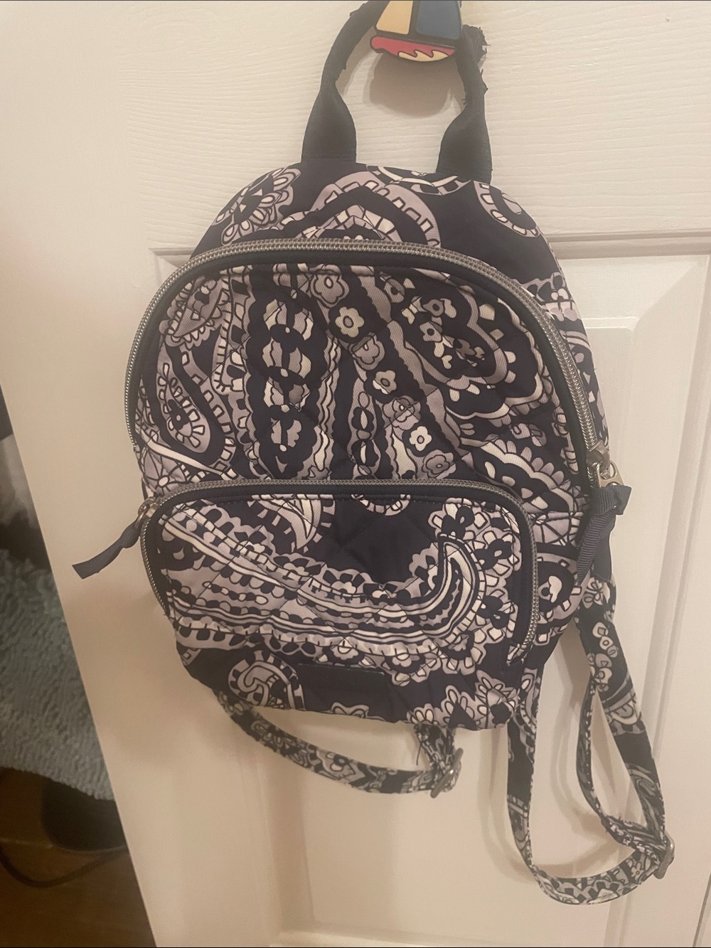 Patterned Navyand White Mini Backpack - Women Bags